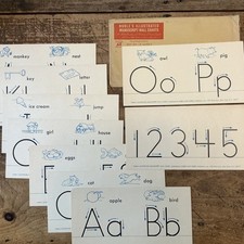 Vintage Noble’s Illustrated MANUSCRIPT WALL CARDS ABCs classroom-new old stock  picture