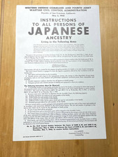 1942 WWII Japanese Internment Instructions Poster – San Francisco California picture