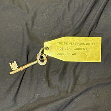 The De Vere Park Hotel London W8 Vintage Brass Room Key Tag Fob, Gold picture