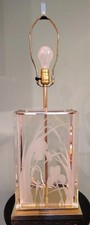 Vintage Mid 1980s Fredrick Ramond Etched Flowers Table Lamp picture