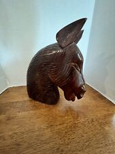 Vintage/Mahogany/ hand carved /horse head/rare/ear Chipped picture