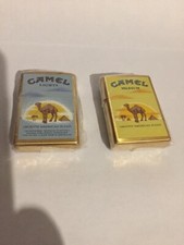 Camel Zippos European Pair 1997 Brass Blue Lights and Yellow Medium Lighters picture
