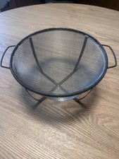Vintage Primitive Metal Wire Mesh Strainer - Handles Feet 8.25