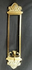 Solid Brass Sconce 24x5.5 Picture Mirror Frame Candle Holder Unique Ornate VTG * picture