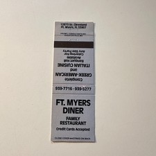 Ft Myers Diner Family Restaurant Ft Myers FL Vintage Matchbook Cover 5MB126-4-2 picture