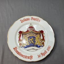 VINTAGE ROYAL STAFFORD BONE CHINA CORONATION TRINKET PLATE FOR QUEEN BEATRIX picture