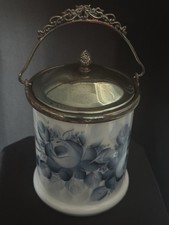 Antique, Victoria Floral  Blue Biscuit  Jar picture