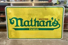 Large Rare Vintage Nathan’s Hot Dog Sign 60”x36” Coney Island picture