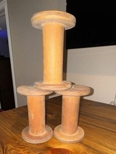 Vintage Vectra Co. Odenton MD Wood Industrial Textile Mill Spool Bobbin Set of 3 picture
