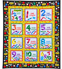 Handmade Crayola counting quilt 44x54 vintage school house design picture