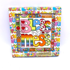 Vintage Love N Stuff Bless This Mess Tile Trivet Wall Plaque Framed 80s Enesco picture