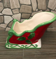 Christmas Sleigh Small Ceramic Planter / New picture