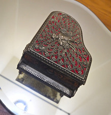 Vintage Silver Plated Grand Piano Trinket/ Music Box, Red Lined picture