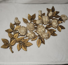 HOMCO Rose Wall Hanging Decor Hollywood Regency 1970s 22” MCM USA Vintage #7286 picture