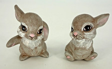 Vtg Bunny Rabbit Figurine Set Cottagecore Nursery Decor Easter Kitsch Pair picture