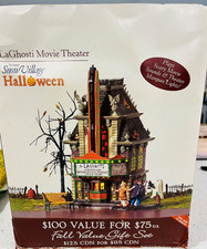 Dept 56 Snow Village Halloween LAGHOSTI MOVIE THEATER 7 Pc Gift Set 56.55374 picture