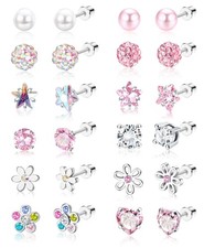 SAILIMUE 12 Pairs Hypoallergenic Earrings for Girls Women Surgical Steel Pink picture