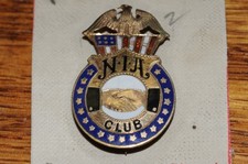 N.I.A. Club Fraternal Organization Pin Gold Filled 1899 Historical Salesman Samp picture