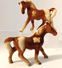 Vintage 1950s Victoria Ceramics Japan Brown Horses Salt Pepper Shakers picture
