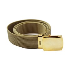 Navy Belt and Buckle: Khaki Nylon with 24k Buckle and Tip - male 44