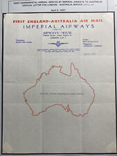 England Imperial Airways First Experimental Service To Australia Letter 1931 picture