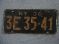 Vintage 1936 Metal NY New York Auto License Plate 3E 35 41 picture