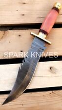 15” SPARK CUSTOM HANDMADE DAMASCUS HUNTING BOWIE KNIFE QUALITY W/SHEATH picture