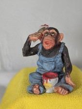 VTG May Rich Company Painting Chimpanze With Blue Overall And  Paint 50yrs Old picture