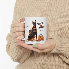 Doberman Pinscher 3D Puppy in Halloween Costume Mug Trick or Treat Pumpkin HE5 picture
