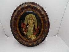 Antique Oval Ornate Picture Frame 3-D Paper Angel Shadowbox picture