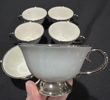 (6) Flintridge China 1960s Footed Tea Cup, Gray & Silver picture