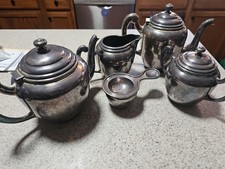 Alpaca Five Piece Tea Set Antique Mcm picture