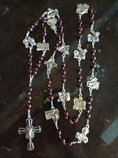 Catholic Stations of the Cross Chaplet Rosary Brown Wood Beads 26
