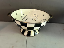 MACKENZIE CHILDS COURTLY CHECK LARGE ENAMEL COLANDER C picture
