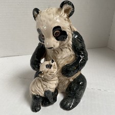1950's Endearing Precious Loving Enesco Doting Blk/wht Shaded Mother Panda & Cub picture