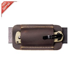 Elegant Dark Brown Leather Knife Sheath - Easy Use EDC Holster for Outdoors picture
