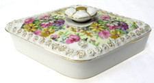 Vintage Tilso Ceramic Trinket Box with Floral Print on Lid Japan hand painted picture