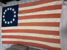 Antique 13 Star American Flag Sewn Stars Stripes Large 5x8 Ft Betsy Ross Style picture