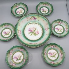 6 Royal Munich Hand Painted Zeh, Scherzer & Co Green Tulip Berry & Fruit Bowl picture