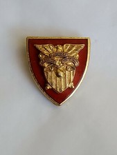 American Ordnance Association Member Lapel Pin Gold Crest On Red Shield Vintage picture