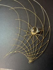 La Melodie 1980 Gold Wire Sculpture Spiderweb Abstract Faceted Crystal MCM Vtg picture