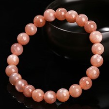 Genuine Natural Sunstone Crystal Round Fashion    Beads  Bracelet  5A picture