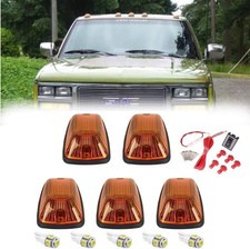 5 X Cab Roof Marker Lights Amber Lens White LED Compatible with 1988-2002 Che... picture