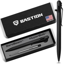 BASTION Slim Stainless Steel Black Bolt Action Ink Pen | EDC Pocket Mens Gift picture