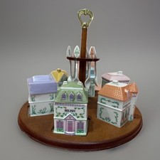 Lenox Village complete Condiment Set-  Jars, Spoons, Original Caddy  MINT picture
