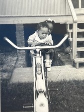 1940s African American Children on Bicycle Porch Black Americana Photo picture