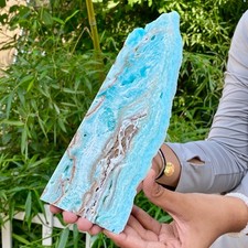 450G  Natural Heteropolar blue texture stone crystal blue aragonit obelisk picture