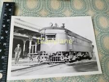 A153 VINTAGE TRAIN ENGINE PHOTO Railroad MAN NEXT TO PASSENGER CAR, 1945 picture