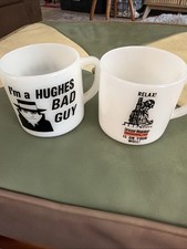 Vintage Oilfield Fire King Milk Glass Mugs- Hughes  Tool & Dresser Magcobar picture