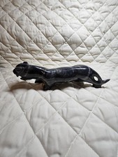 Hand Carved Onyx, Stalking Black Panther, Heavy, 11” Long picture